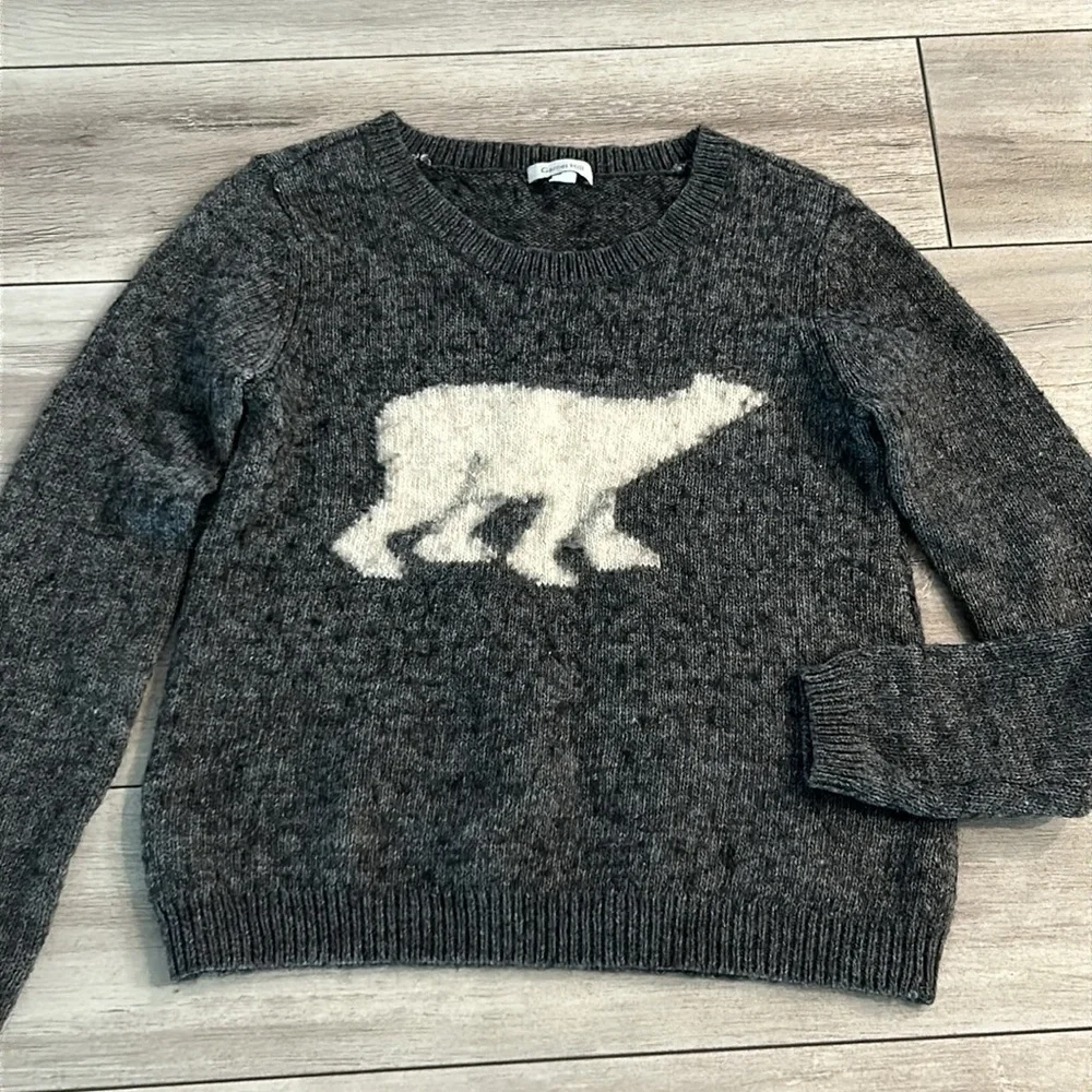 Garnet Hill wool alpaca blend sweater size small polar bear